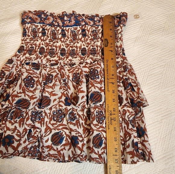 NWT House of Harlow 1960 smocked marbled rust skirt.  L - Picture 5 of 15